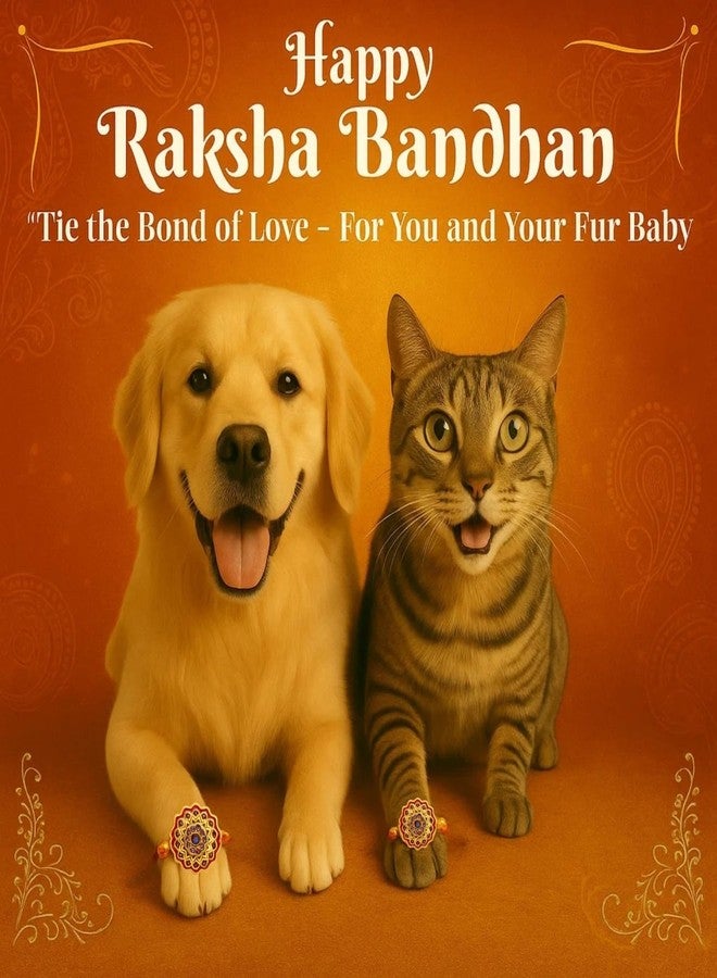 ويستيرن إرا راخي أنيق للحيوانات الأليفة من العصر الغربي للكلاب والقطط | رولي تشاول | هدية راكشا باندهان مصنوعة يدويًا لأخيك ذي الفراء | الحب والتقاليد والترابط | راخي بتصميم مميز | احتفل بالحب الرائع (النمط 31) - Image 2